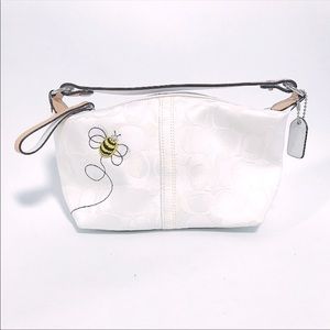 NEW! Limited Edition COACH Signature Optic White Monogram Bumble Bee Mini Hobo.